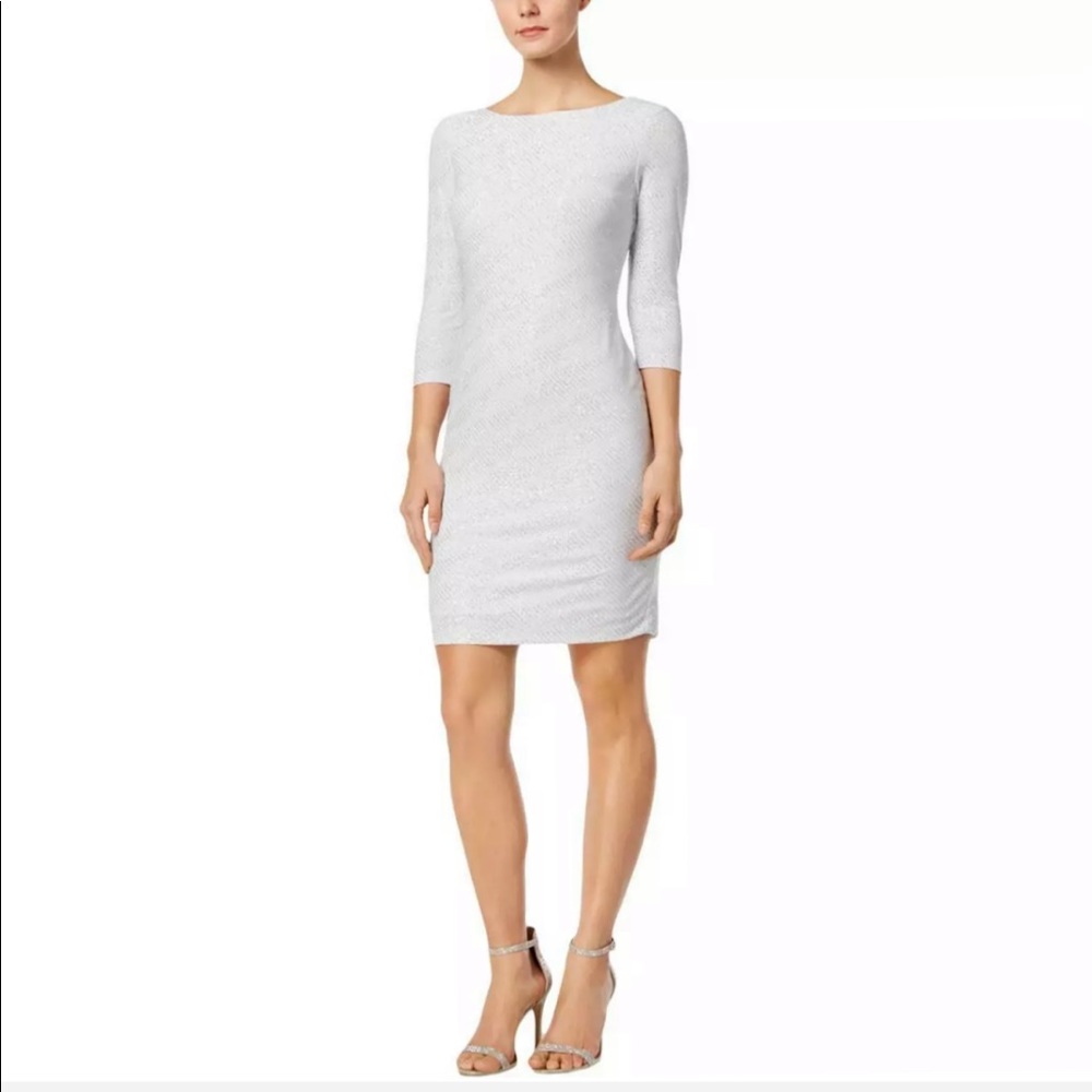NWT Calvin Klein grey silver glitter cocktail dress size 6